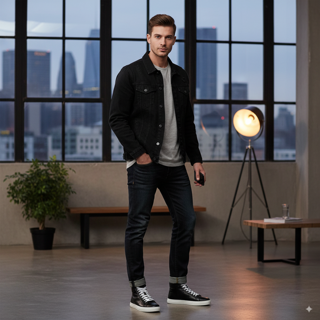 Men Lace-Up Leather Handcrafted Sneakers