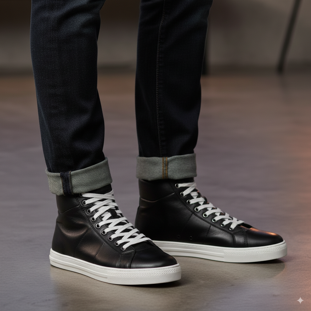 Men Lace-Up Leather Handcrafted Sneakers