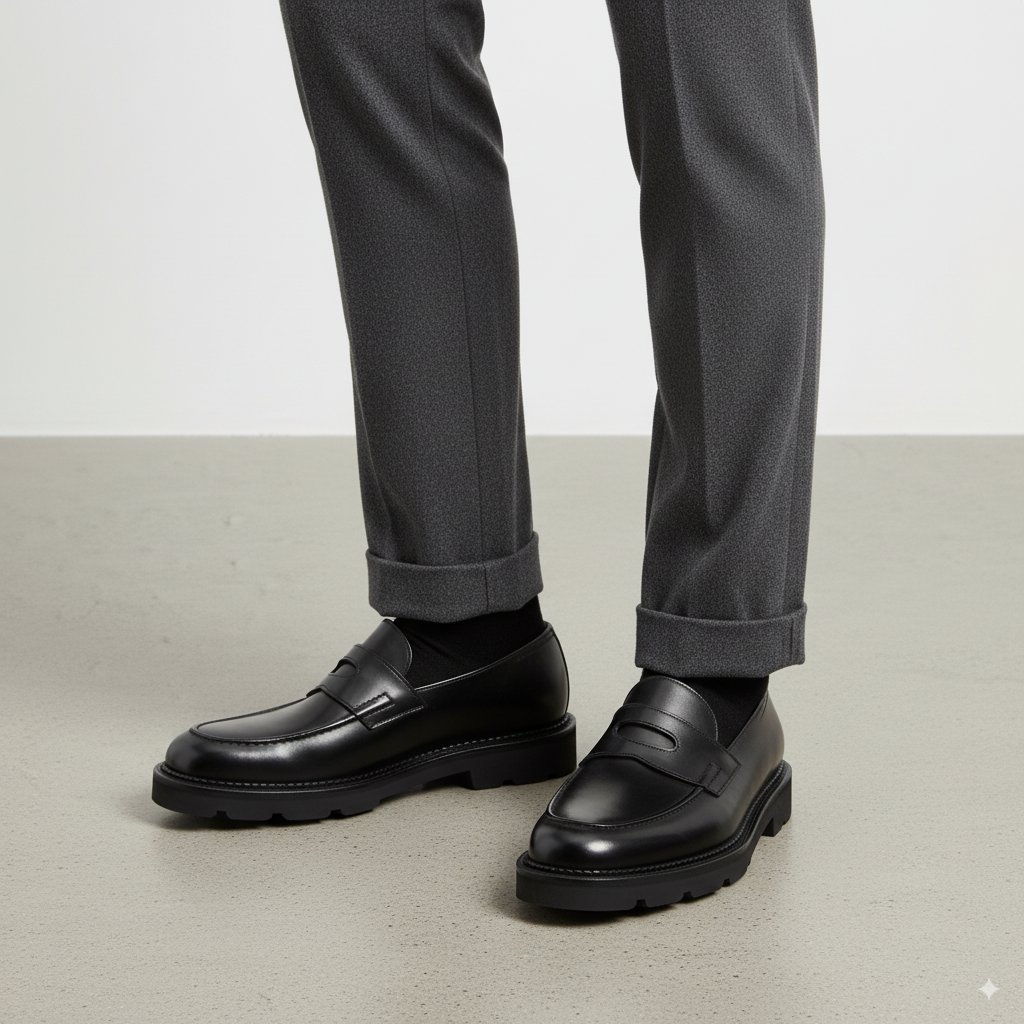 Black Celestia Slip On Chunky Loafers