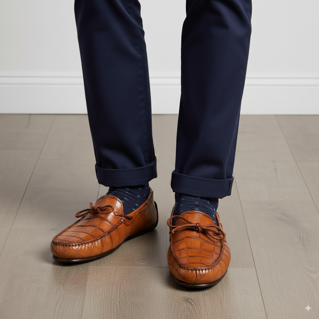 Tan Alligator Leather Loafers
