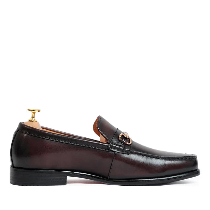 Brown Horsebit Slip On Loafers