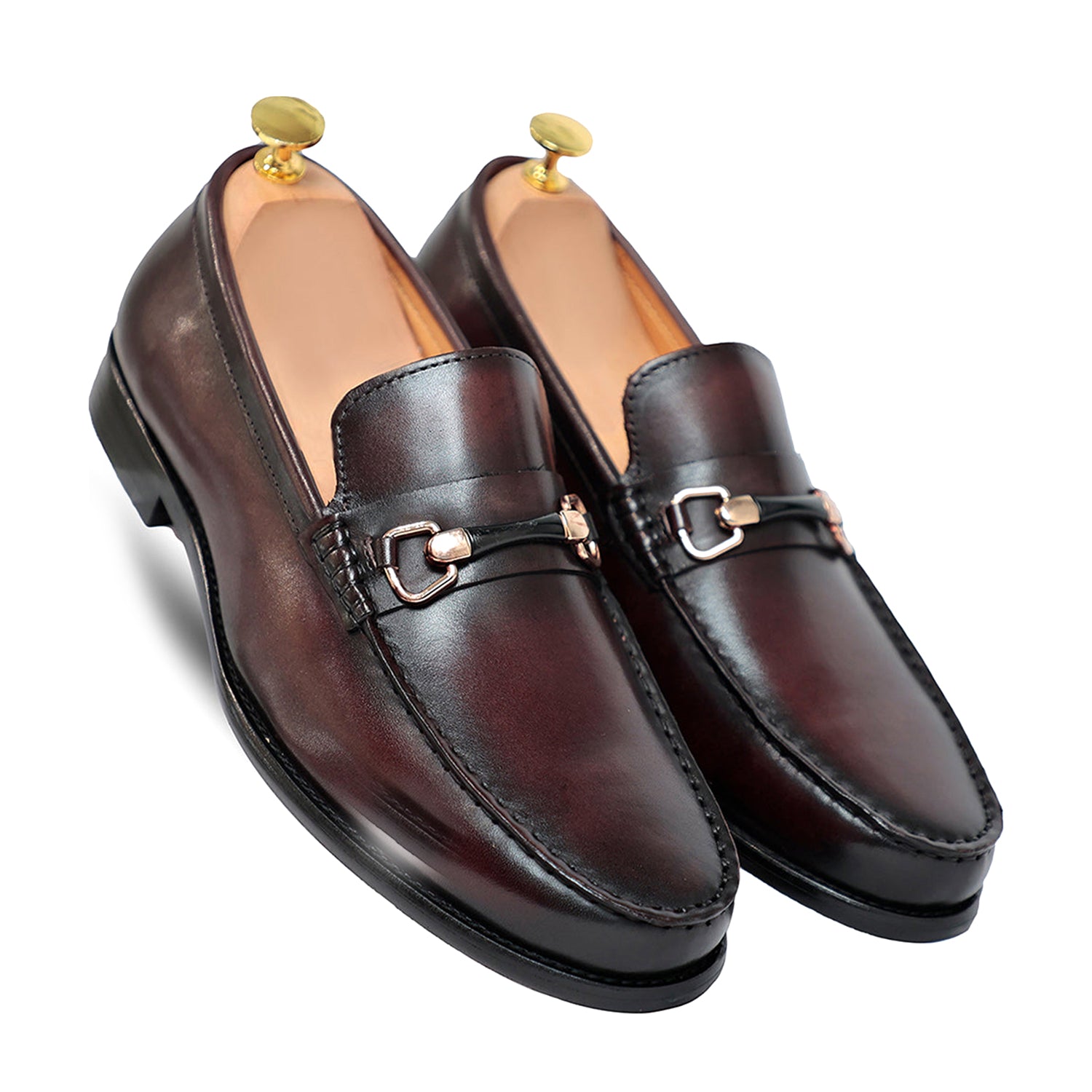 Glen Horse Bit Coffee Slip On Loafers