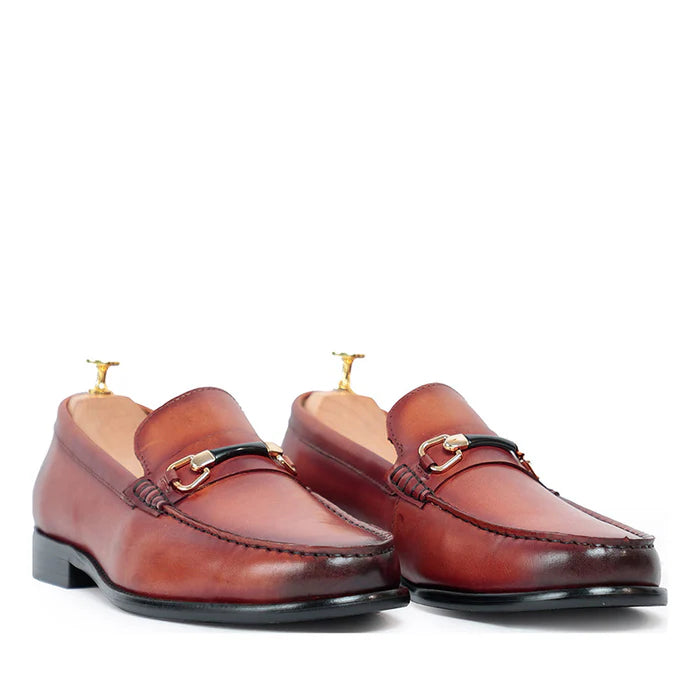 Burgundy Horsebit Slip On Loafers
