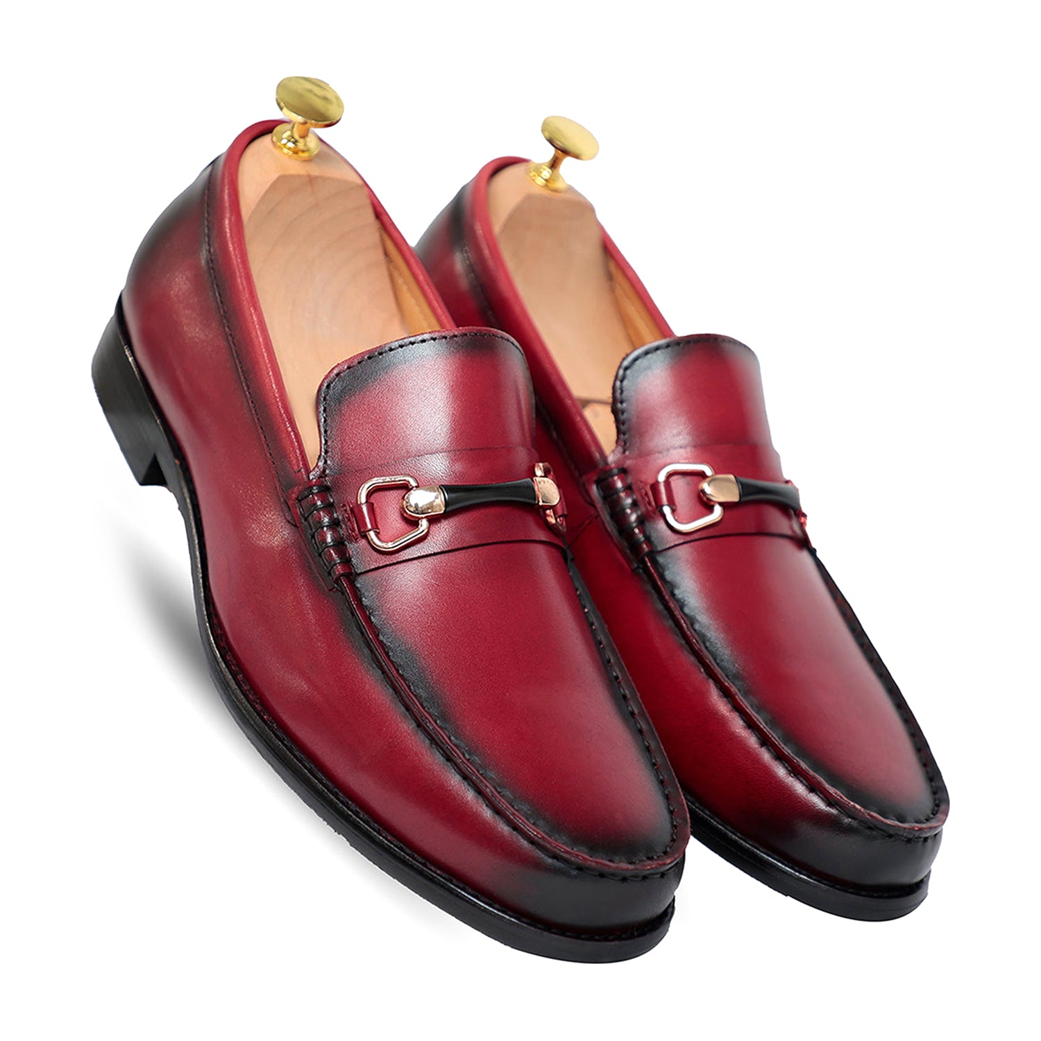 Burgundy Horsebit Slip On Loafers