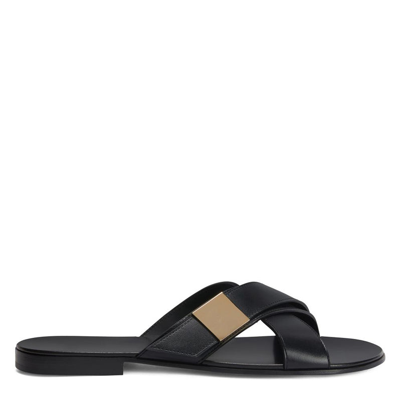 Crossed Bands Handmade Comfort Black Sandal