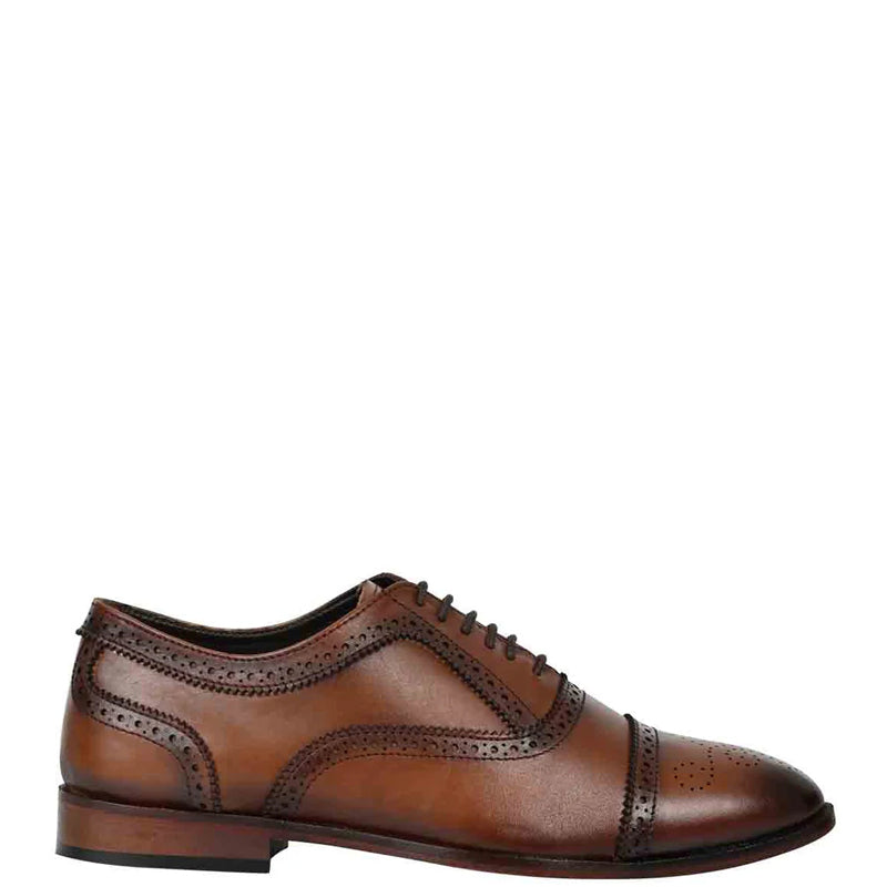 Polished Solid Leather Formal Oxford Brown Shoe