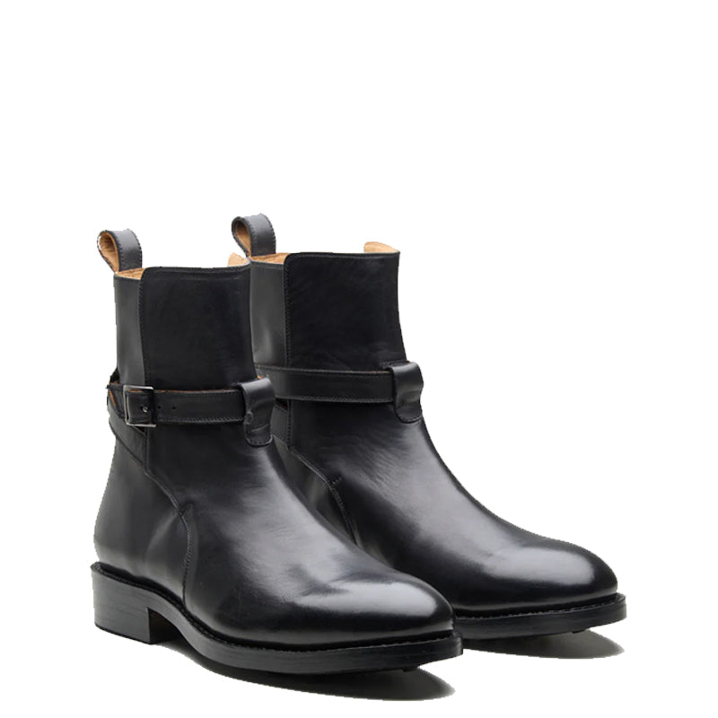 Premium Leather Jodhpur Black Boot With Side Buckle