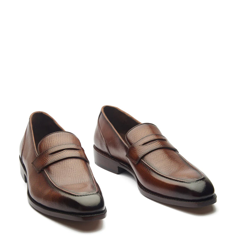Handmade Solid Leather Penny Loafer Brown