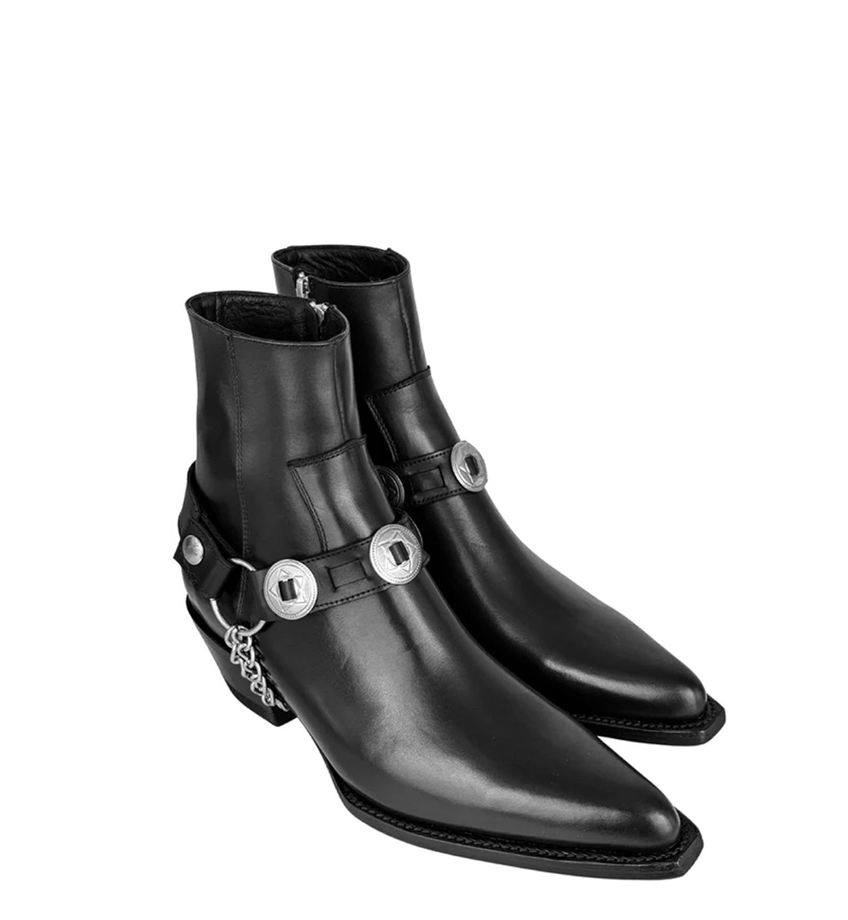 Luxury Leather Black Hybrid Chain Boot