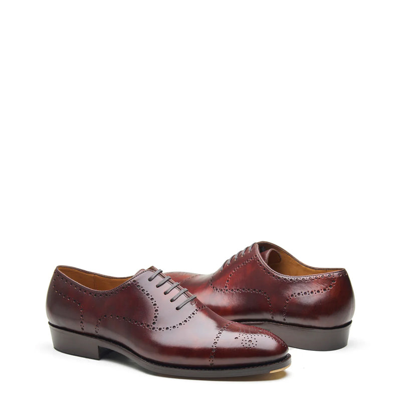 Constello, True Seamless  Faux Cap-toe Semi Brogue, Hand Welted - Chestnut Musuem Calf