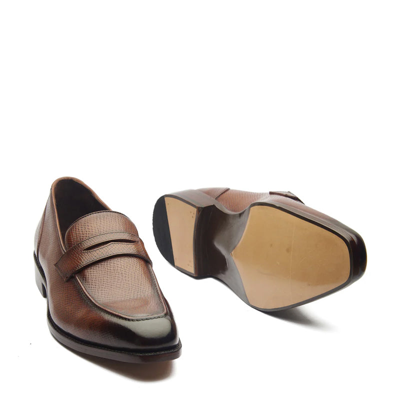 Handmade Solid Leather Penny Loafer Brown
