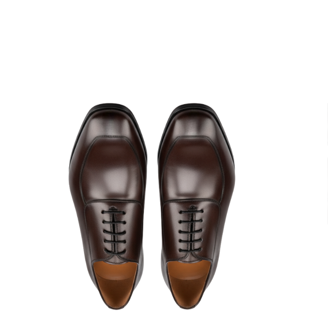 Men's Leather Brown Oxford Lace-up Shoes