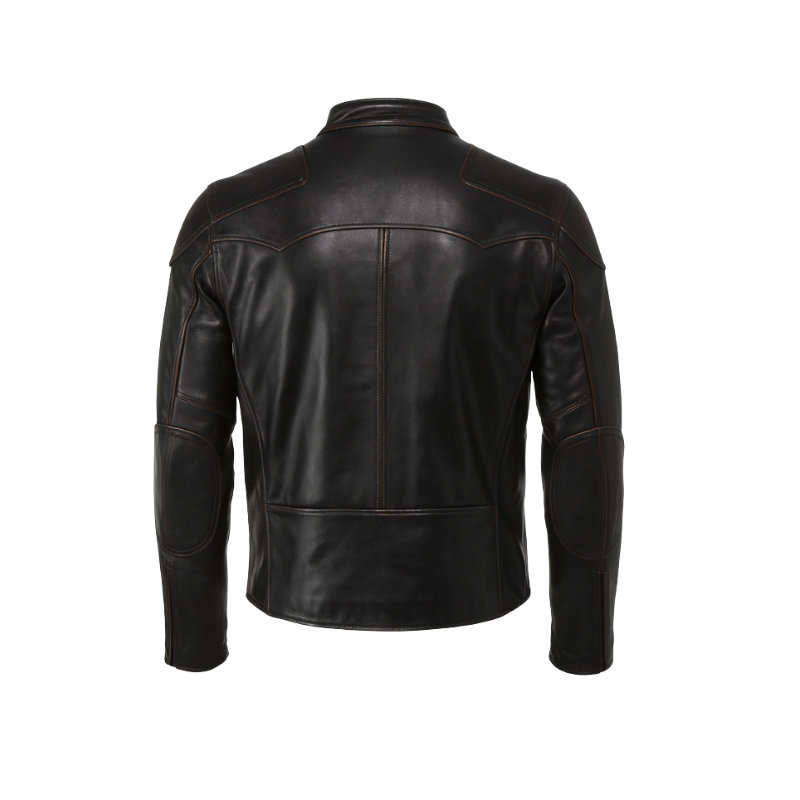 Men's Leather Slim Short Zipper Biker Jacket