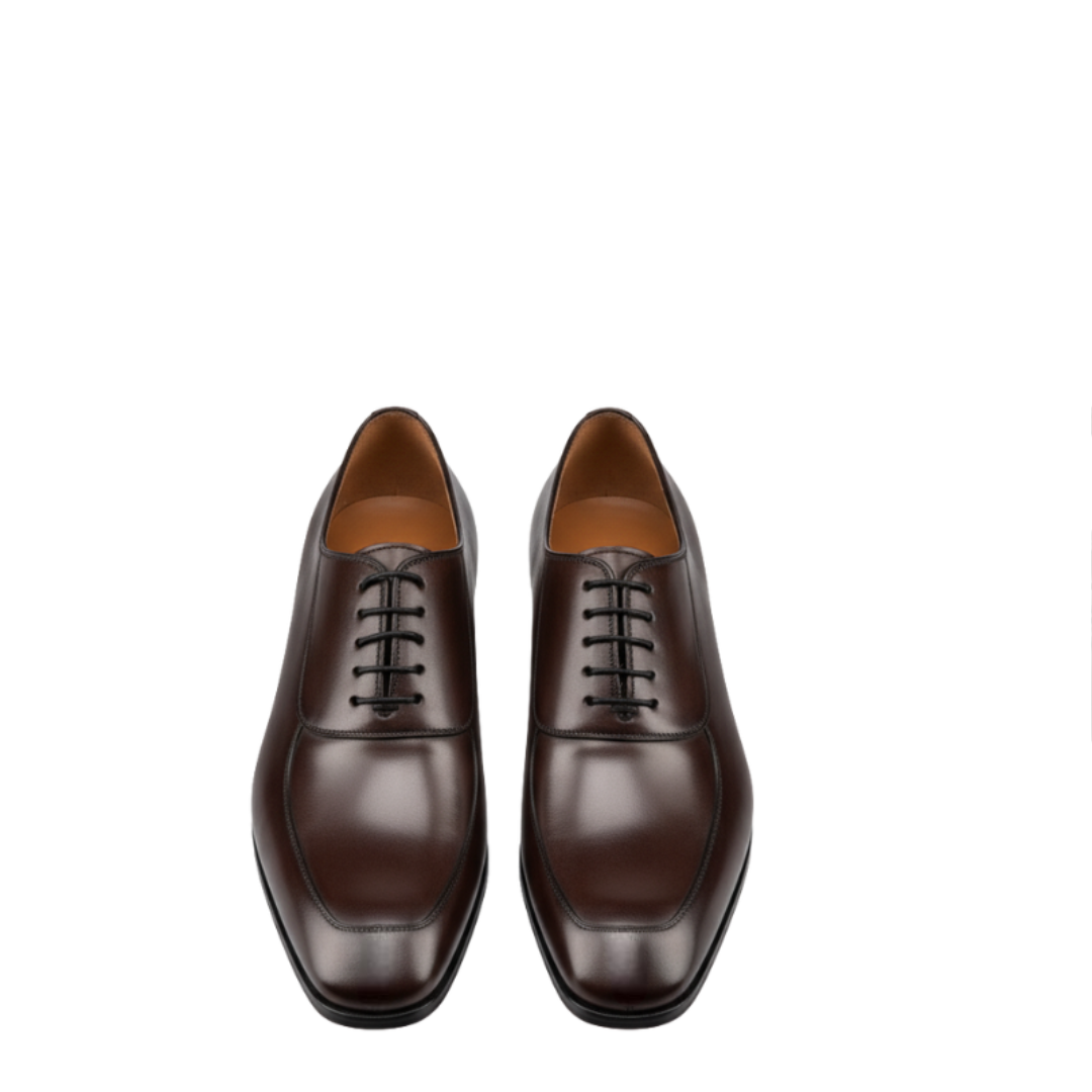 Men's Leather Brown Oxford Lace-up Shoes