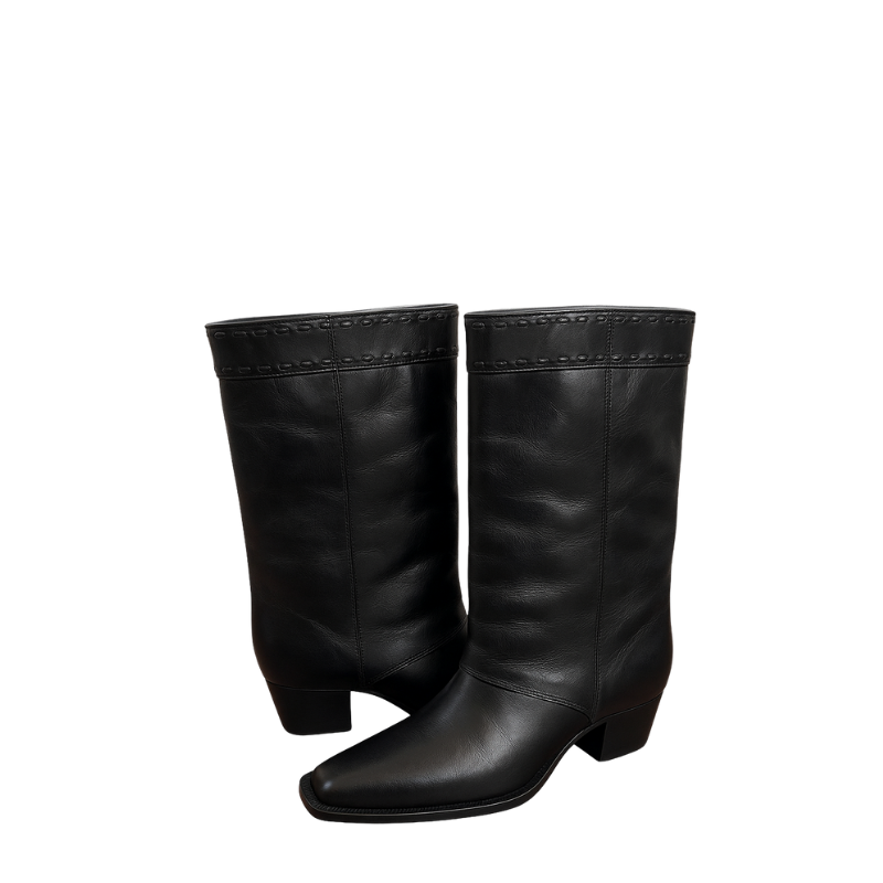 Luxury Leather Black Wide Fit Ankle Boots for Women's