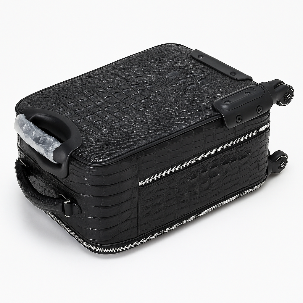 Italian Noir Crocodile Leather Edition Trolley Travel Bag