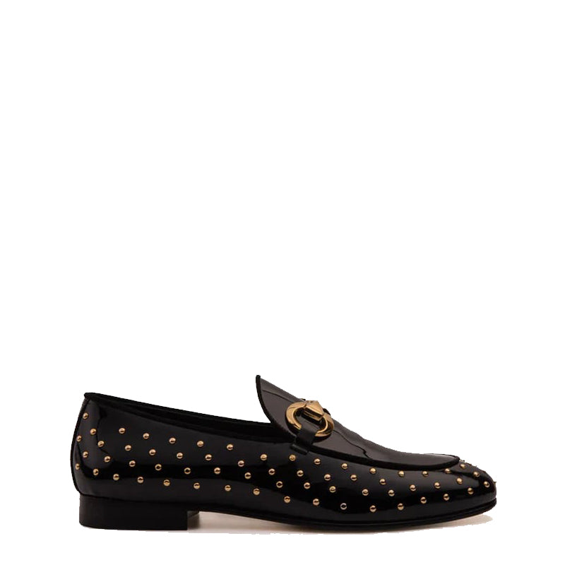 Black Spike Leather Bit Dress Loafer Men Shoe