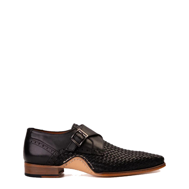 Men's Black Leather Single Strap Monk Shoe