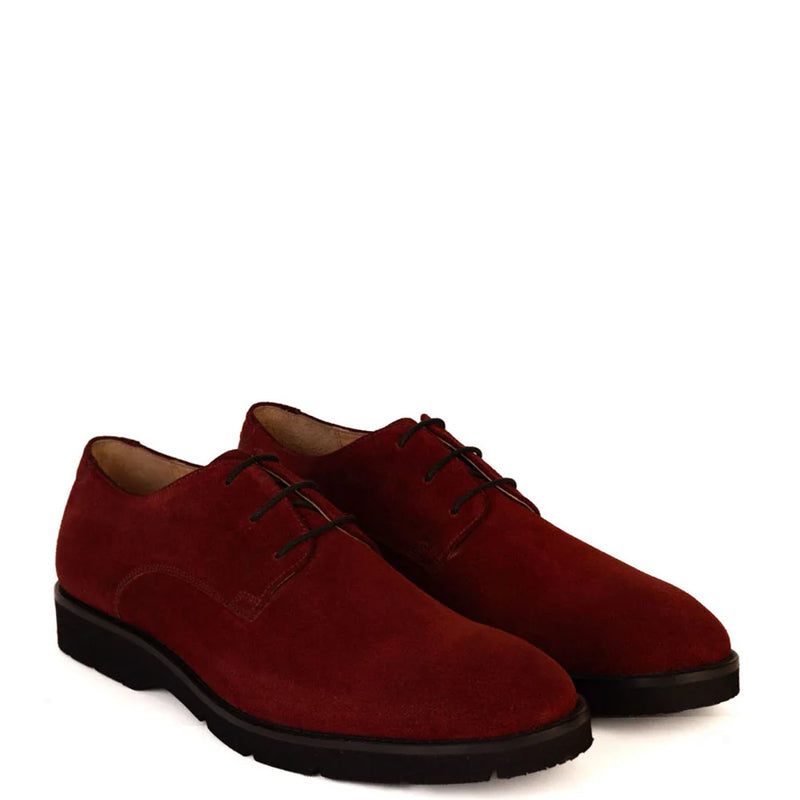 Plain Suede Leather Derby Wine Shoe For Men
