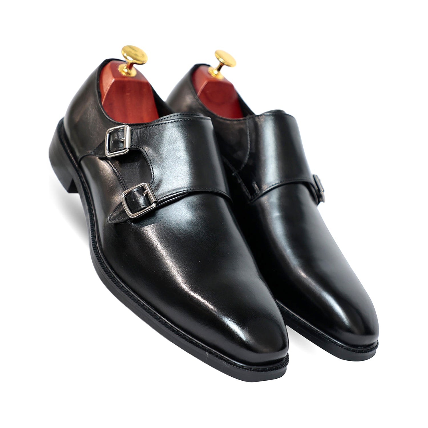 Classic Black Monk Strap Shoes