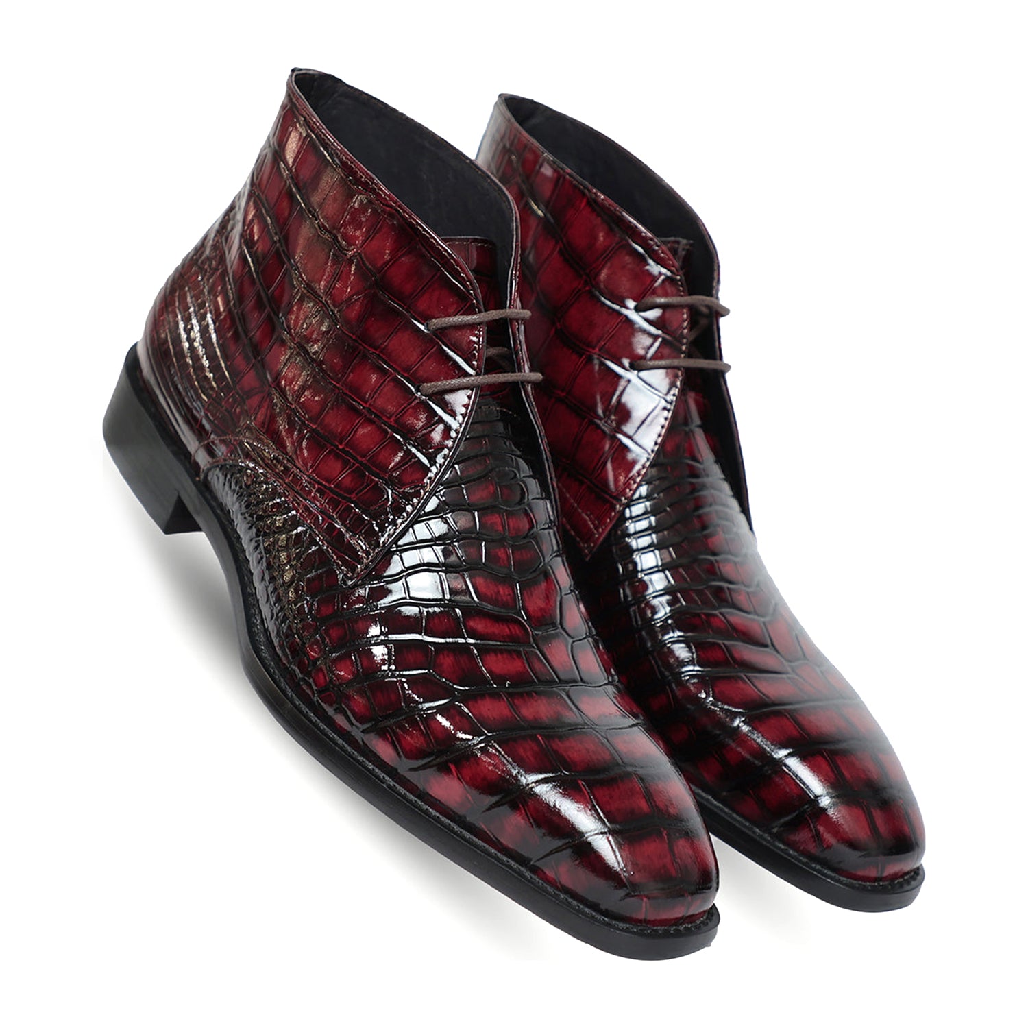 Cherry Patent Chukka Boots