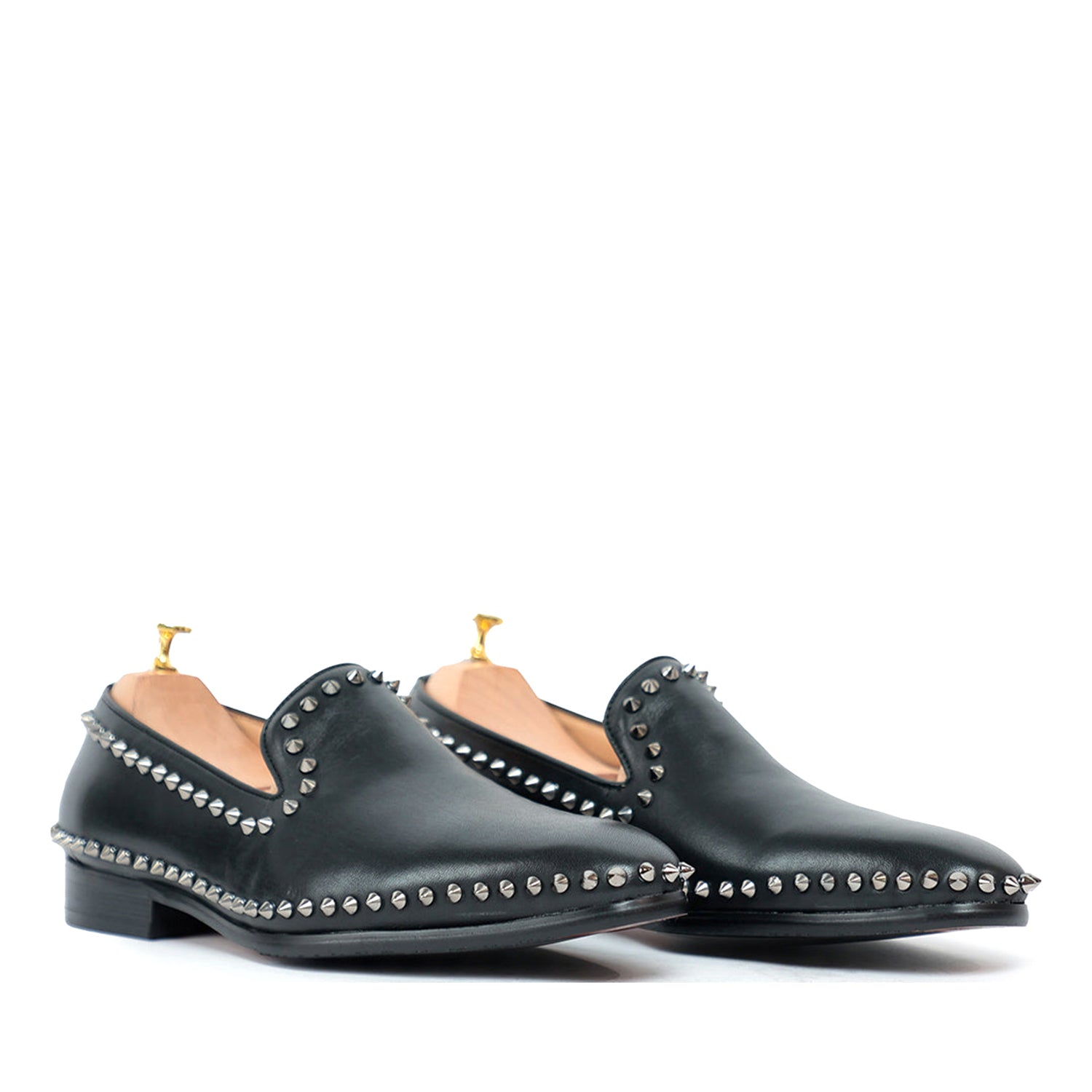 Black Studded Slip on Loafers