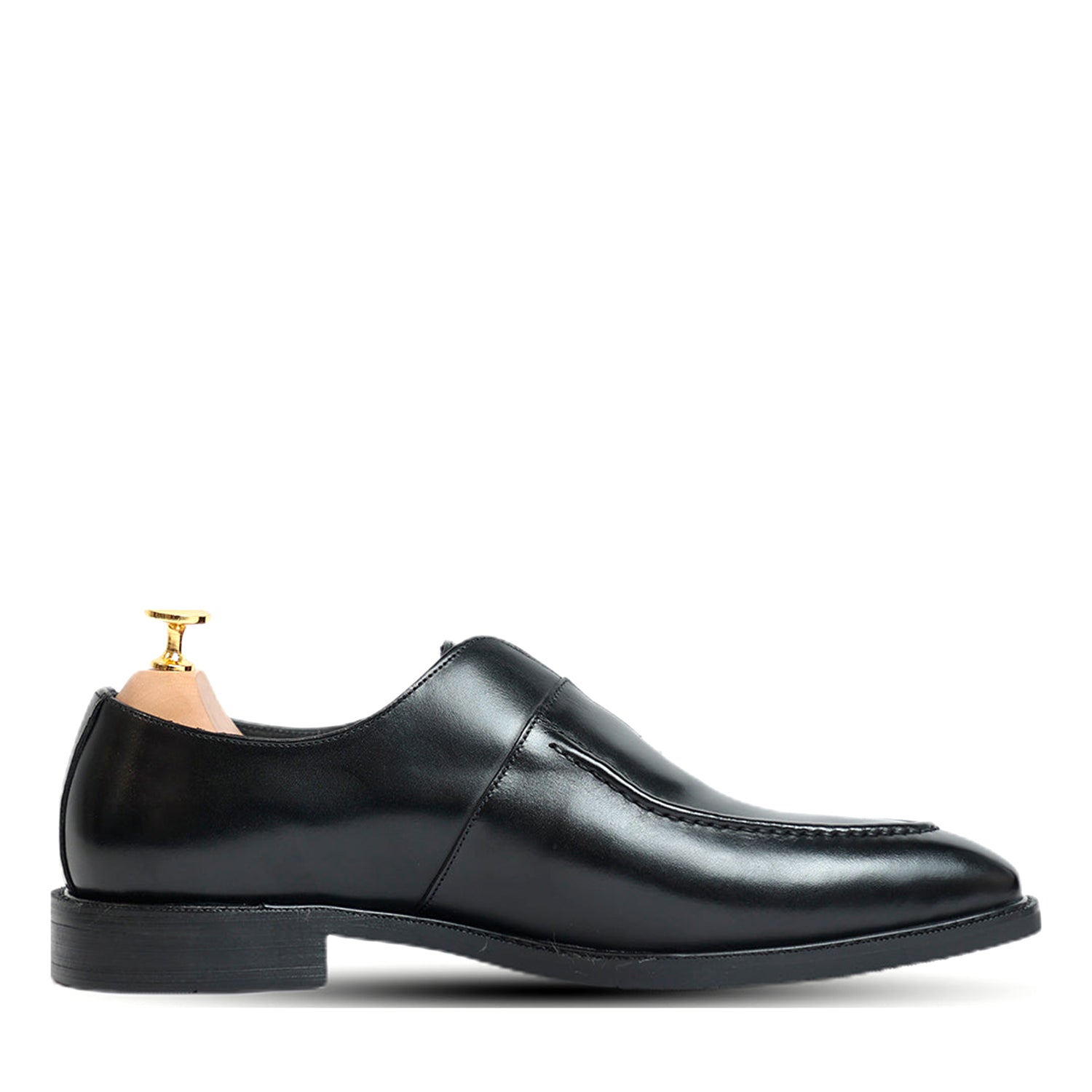 Melvin Plain Leather Single MonkStraps Shoe Black