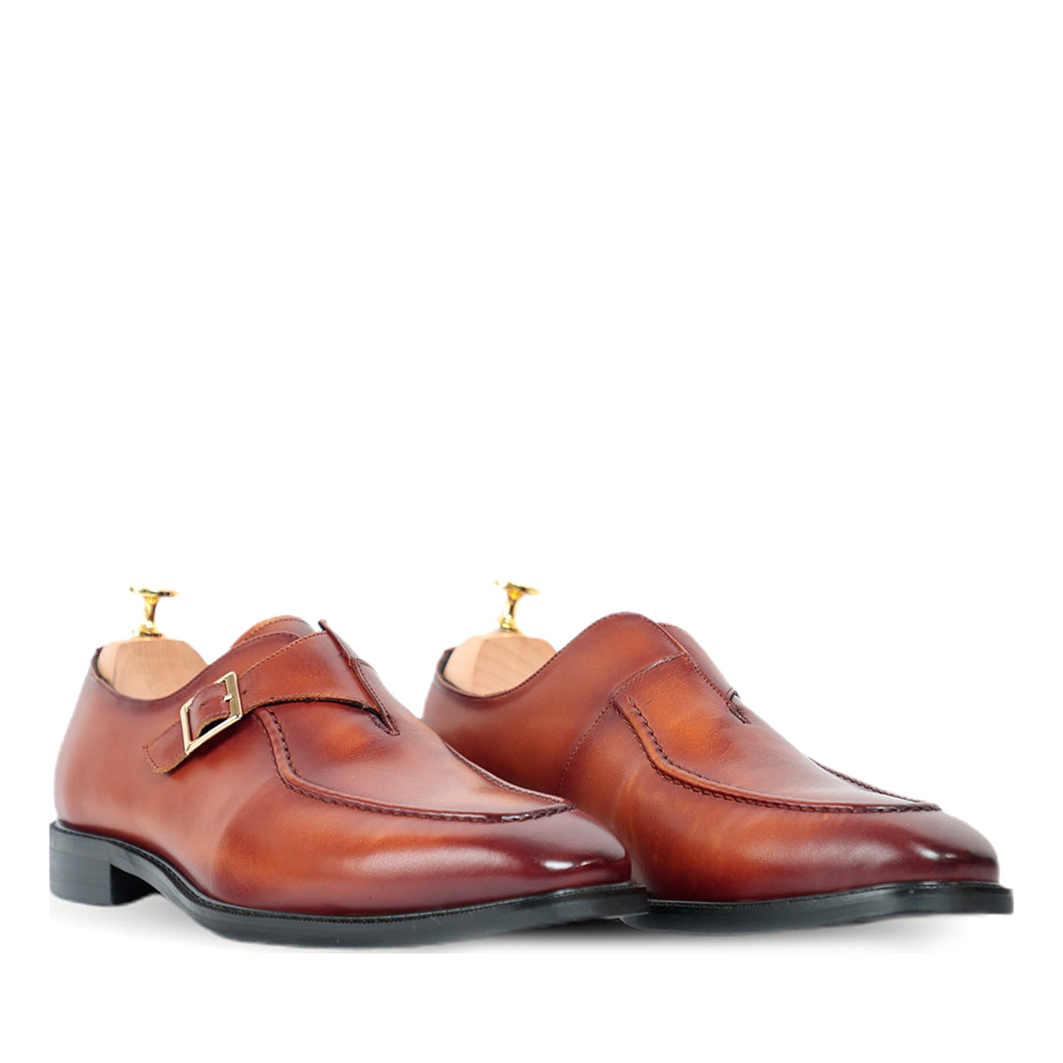 Melvin Plain Leather Single MonkStraps Shoe Tan