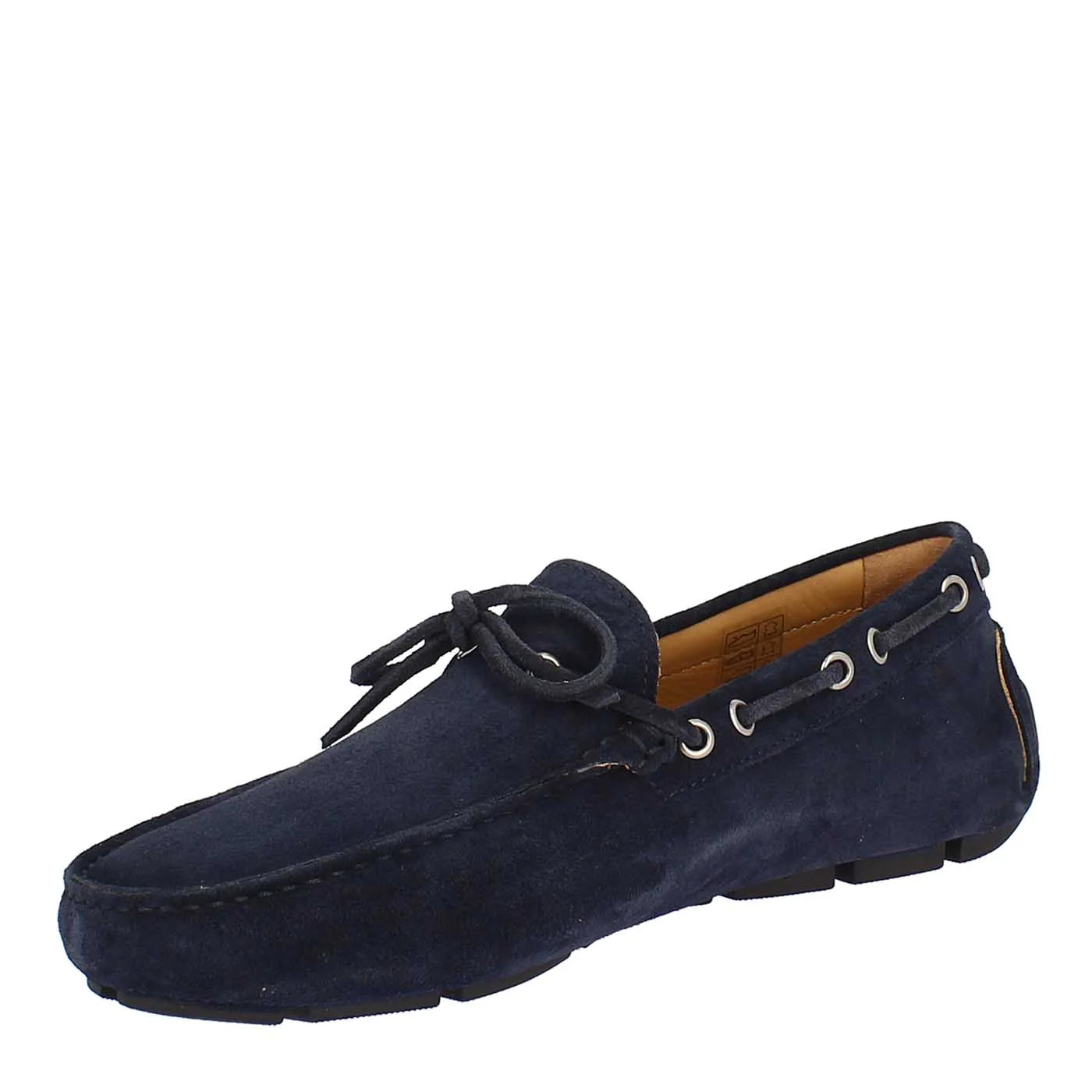 Handmade Carshoe Loafers in Navy Blue Suede