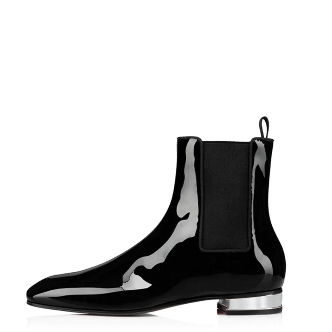 Polished Leather Black Italian Chelsea Boots for Men's