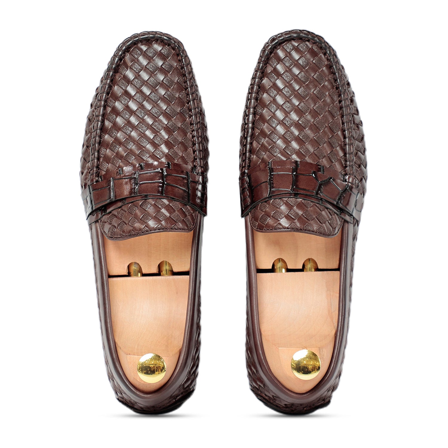 Ross Weavad Brown Leather Shoes