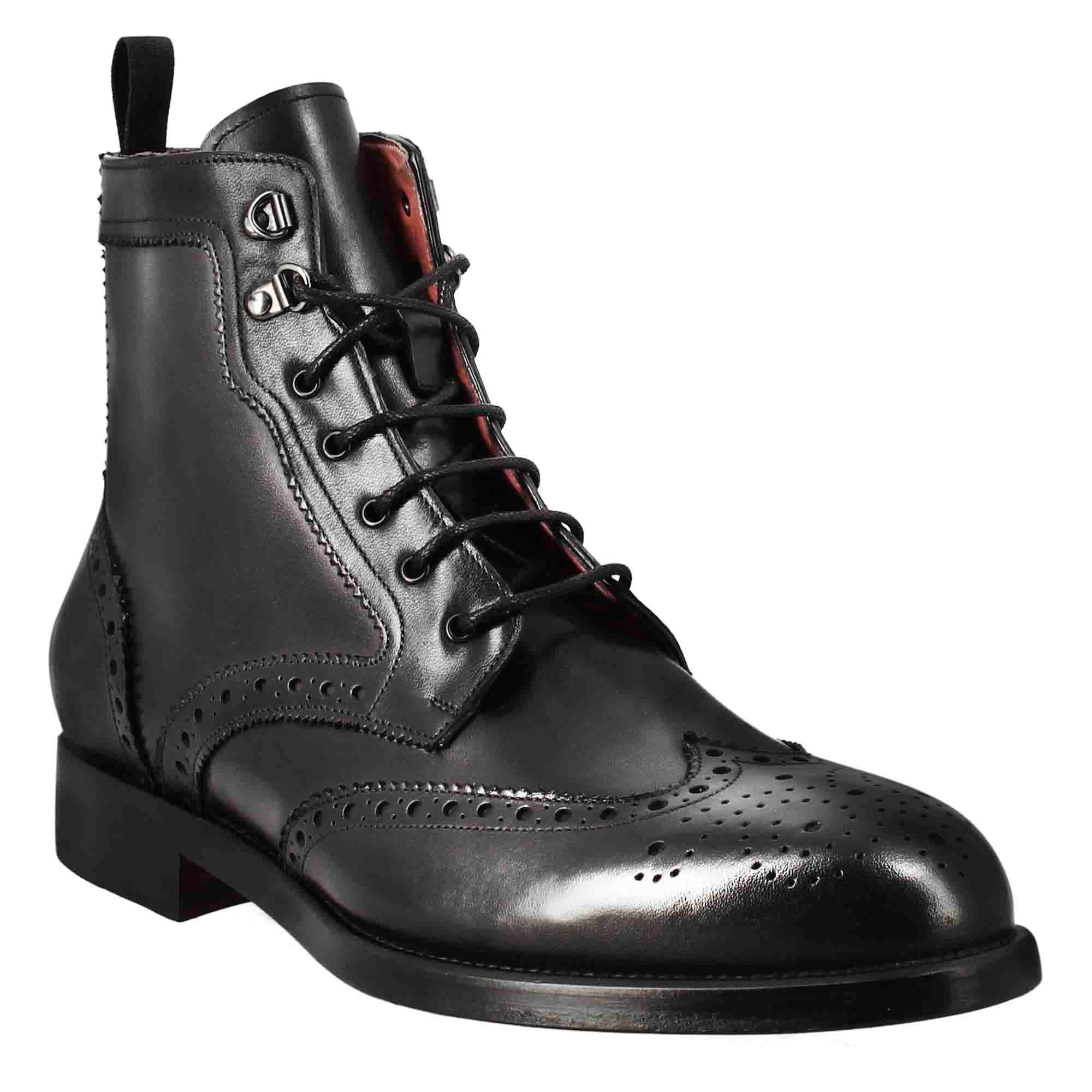 Black Amphibious Brogue Boots