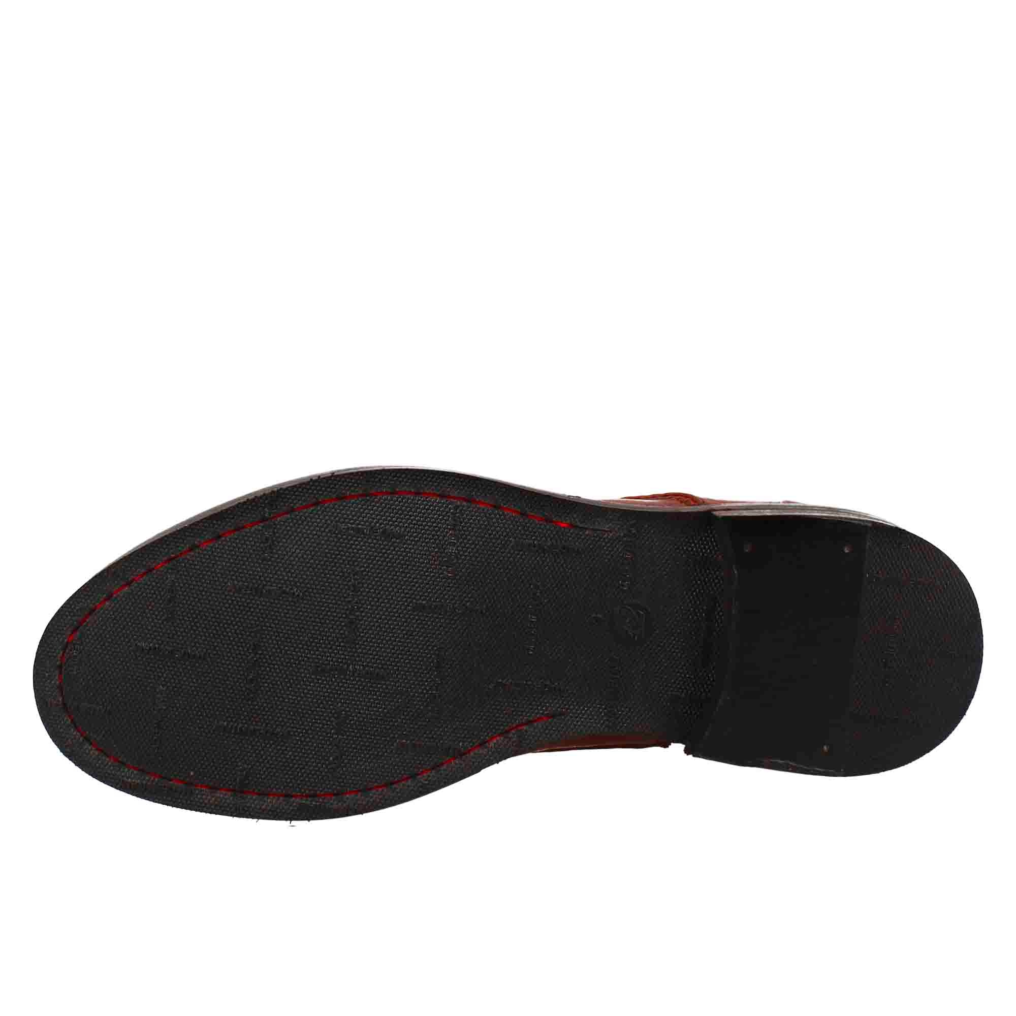 Medium diver men's amphibious boot in tan-coloured washed leather