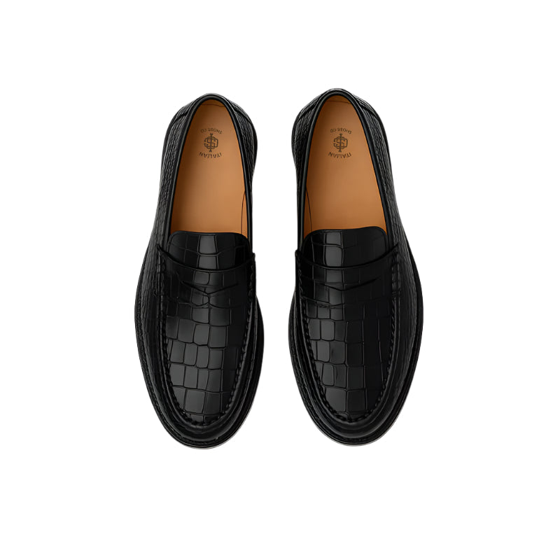 Croco Leather Printed Loafer Brown