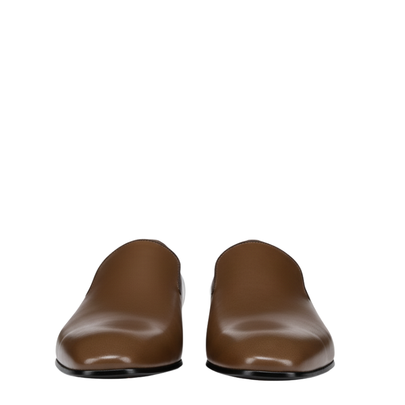 Italian Cognac Ember Leather Slip-on Loafers