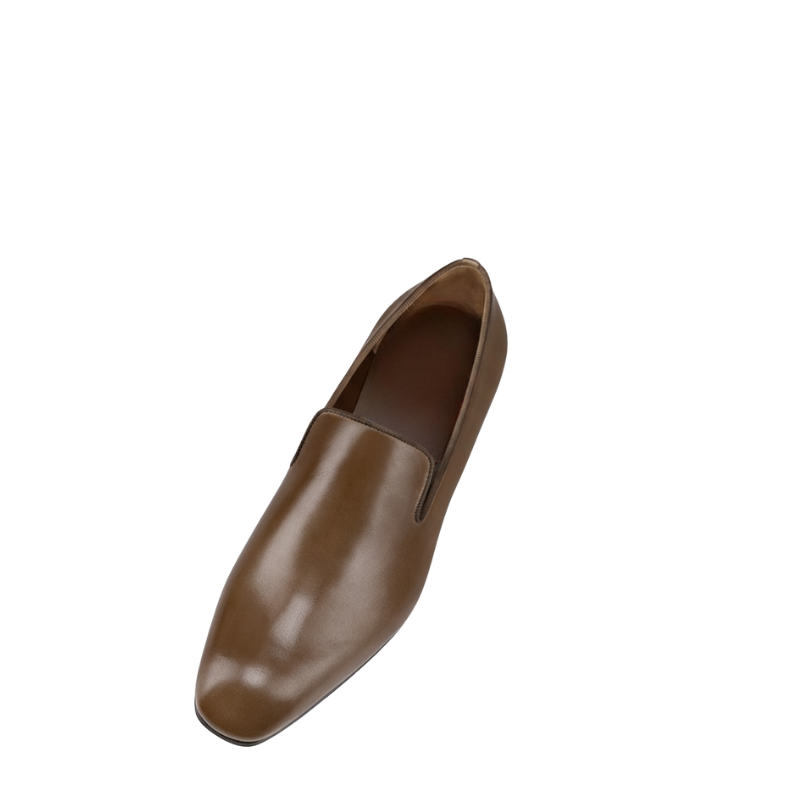Italian Cognac Ember Leather Slip-on Loafers