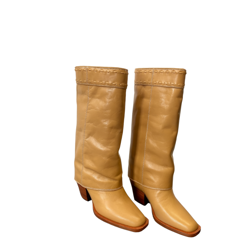 Luxury Leather Tan Wide Fit Ankle Boots for Women's