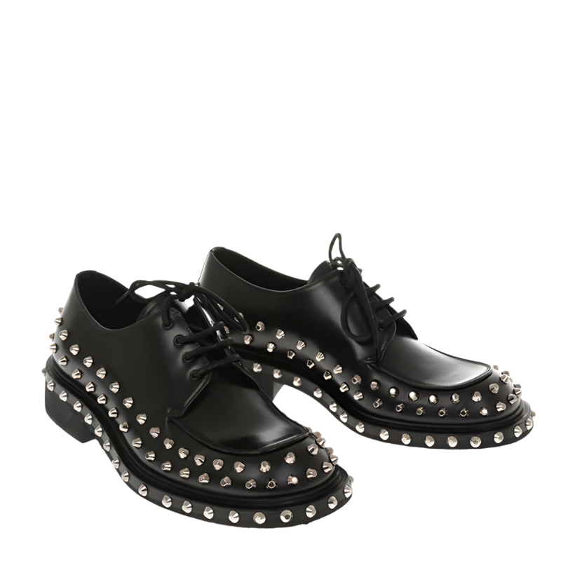 Men's Black Studded Derby Shoes
