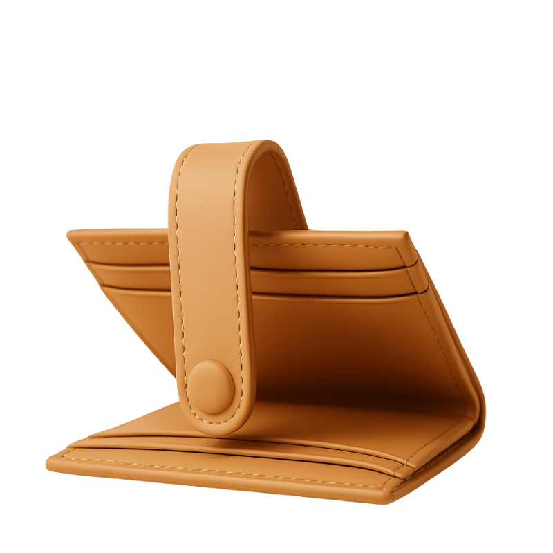 Men's Hand Woven Tan Wallet with Short Buckle