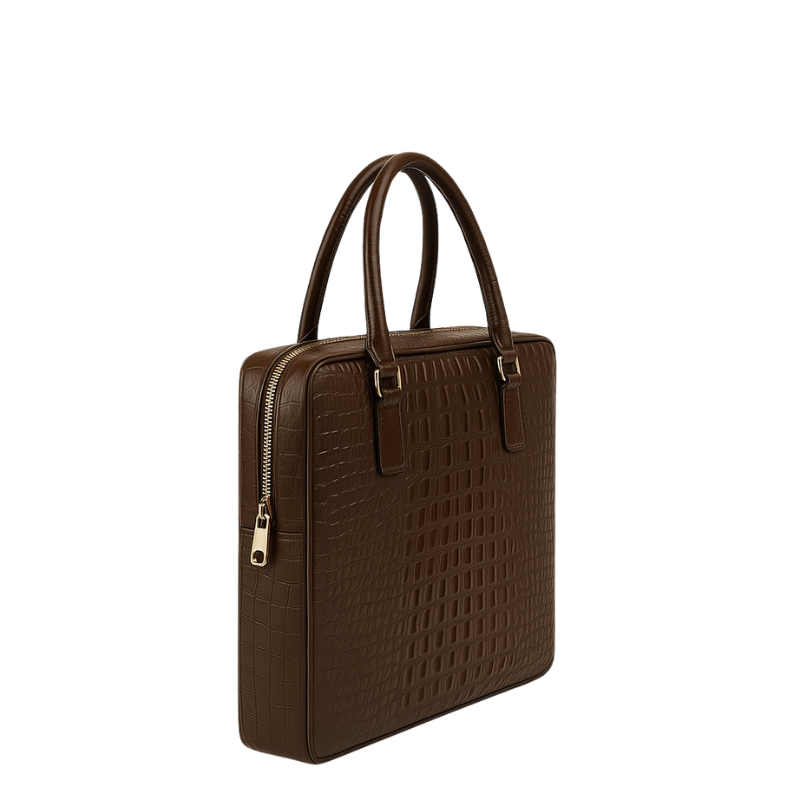 Luxury Croco Leather Brown Men's Luxury Briefcase Casual Bag