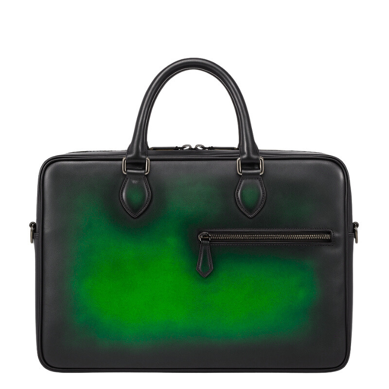 Men's Multifunctional Leather Luxury Green Briefcase Bag