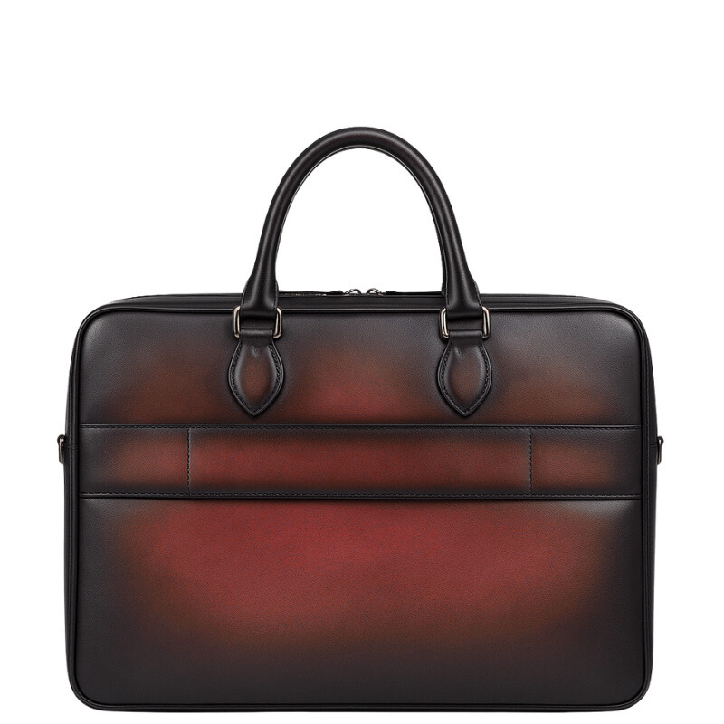 Men's Italian Multifunctional Leather Luxury Brown Briefcase Bag