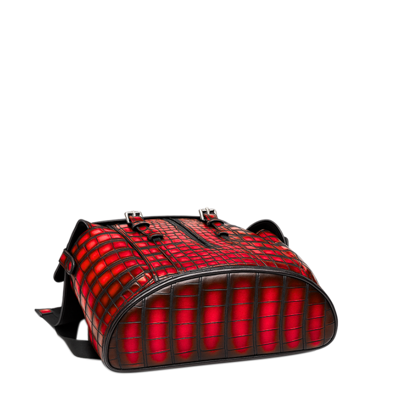 Luxury Brown Croco Leather Backpack