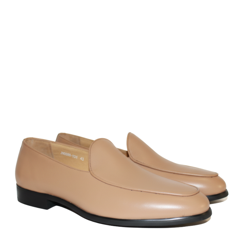 Luxury Leather Light Tan Slip On Ivory Design Loafers