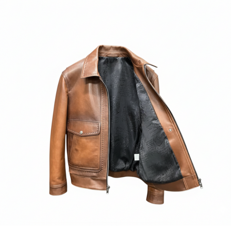 Cognac Leather Classic Field Jacket