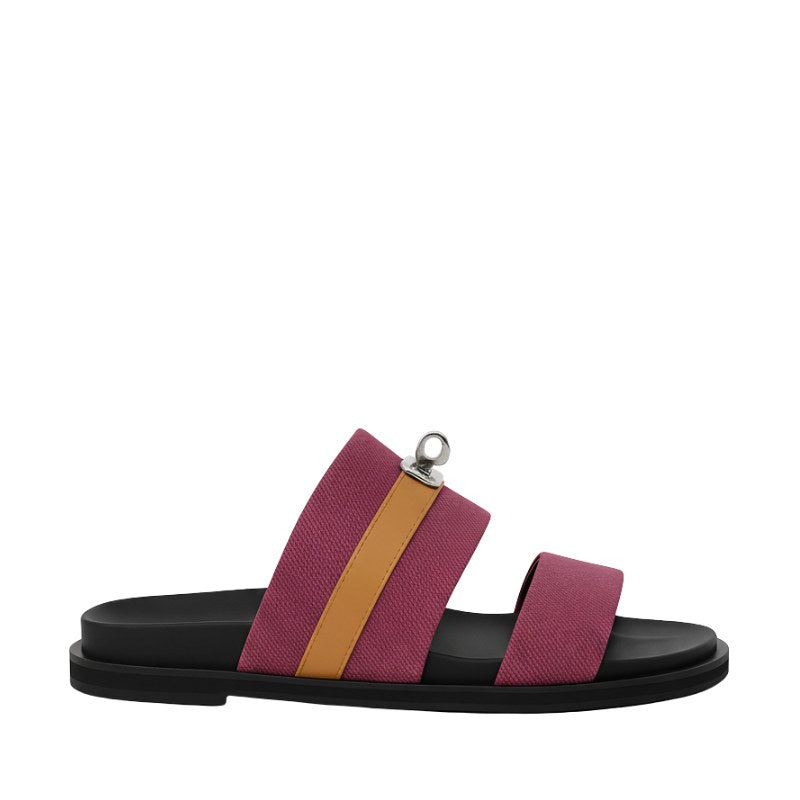 Pink Canvas Multi-Strap Comfort Slipper