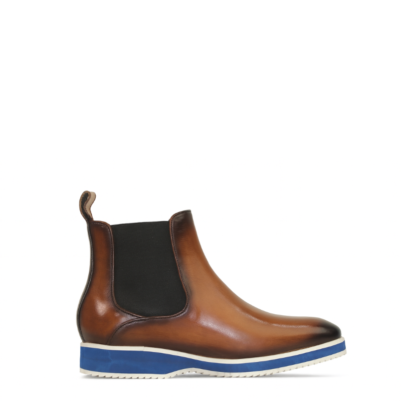 Premium Shiny Leather Brown Chelsea Boots With Hybrid Sole