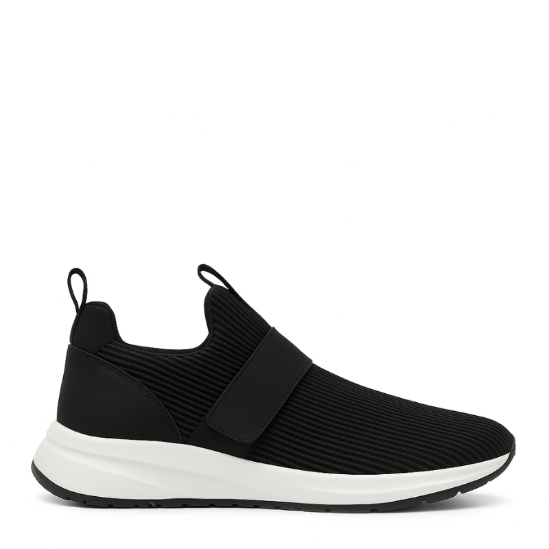 Men's Black Woven Design Slip-On Sneaker