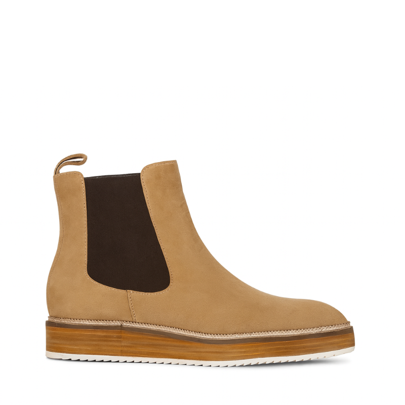Luxury Suede Leather Tan Chelsea Boot with Hybrid Sole