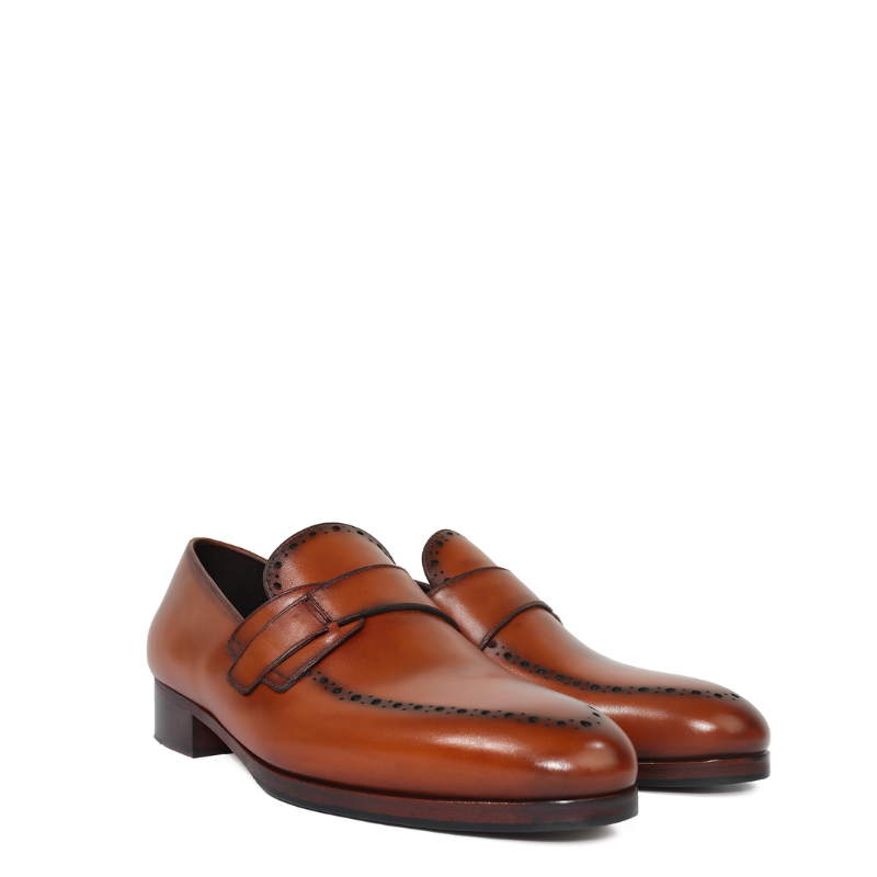Men's Leather Brown Slip-on With Stitch Detail